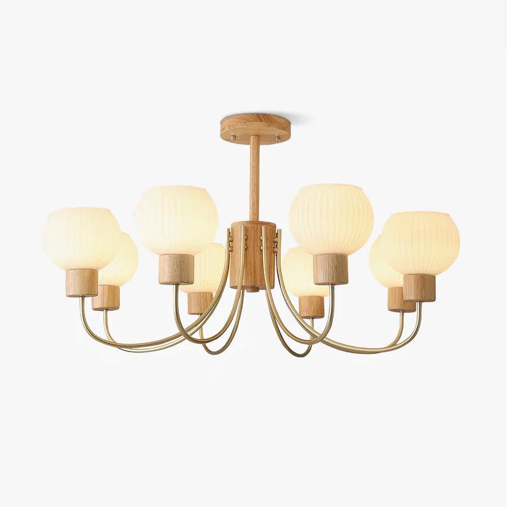 Sylorine Kronleuchter aus Holz 6 Lichtquellen Elegantes Glas