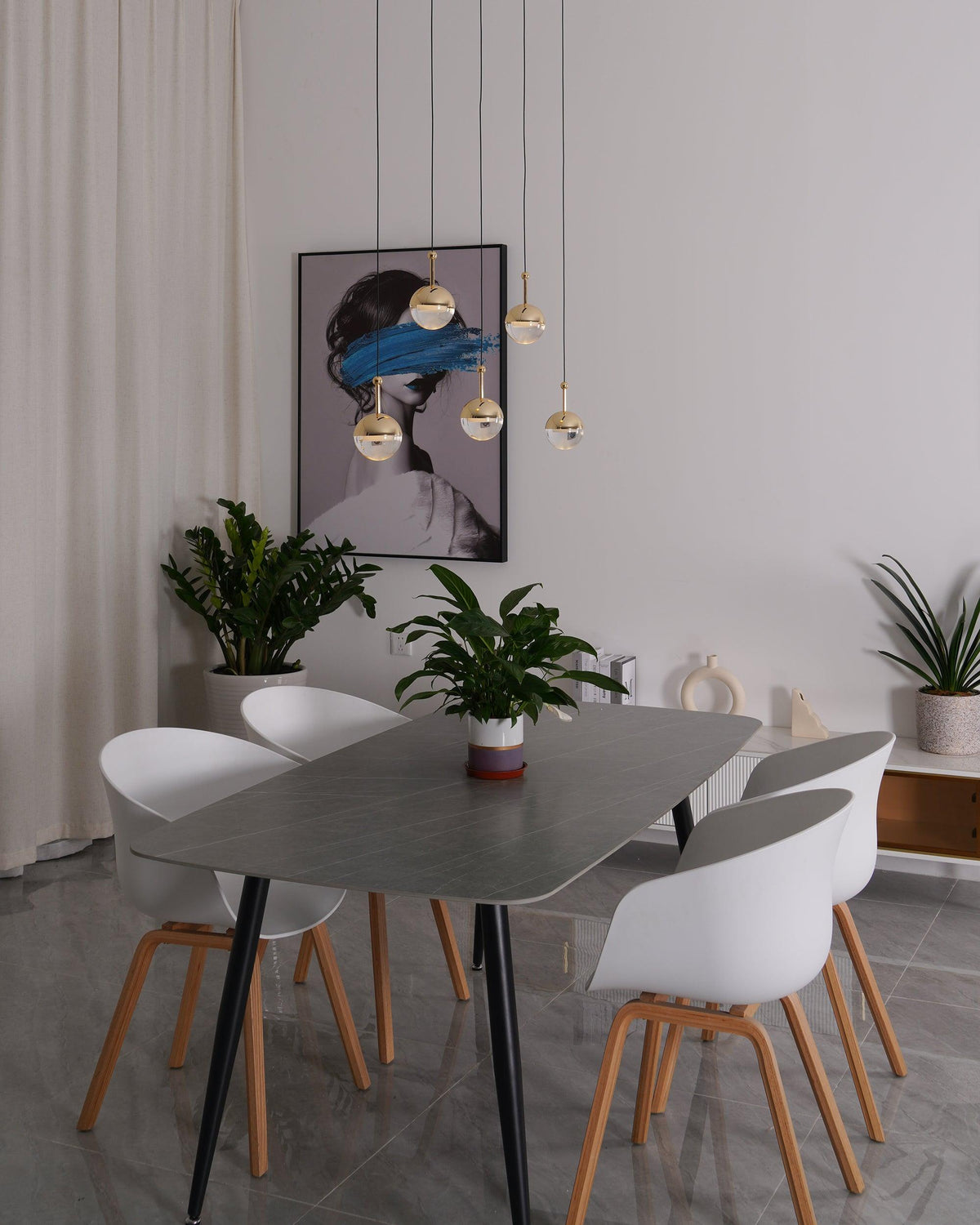 Zaneth Pendelleuchte Stahl Glas Multi Drop Kugel Minimalistisch für Treppenhaus