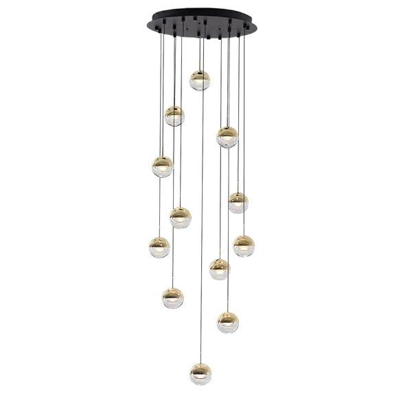 Zaneth Pendelleuchte Stahl Glas Multi Drop Kugel Minimalistisch für Treppenhaus