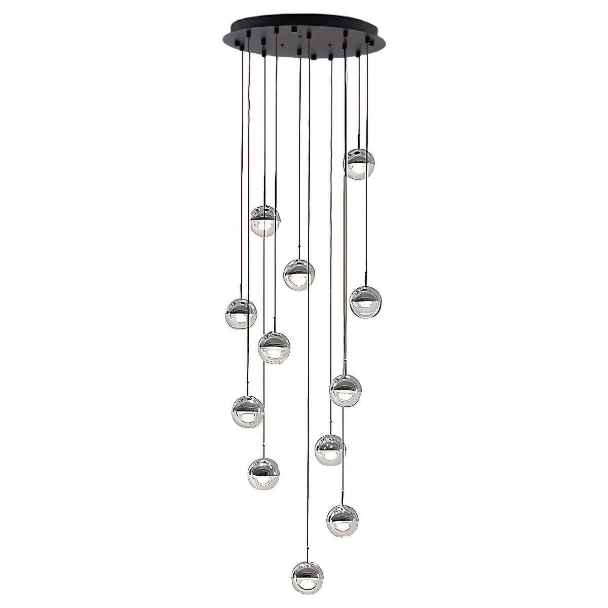 Zaneth Pendelleuchte Stahl Glas Multi Drop Kugel Minimalistisch für Treppenhaus