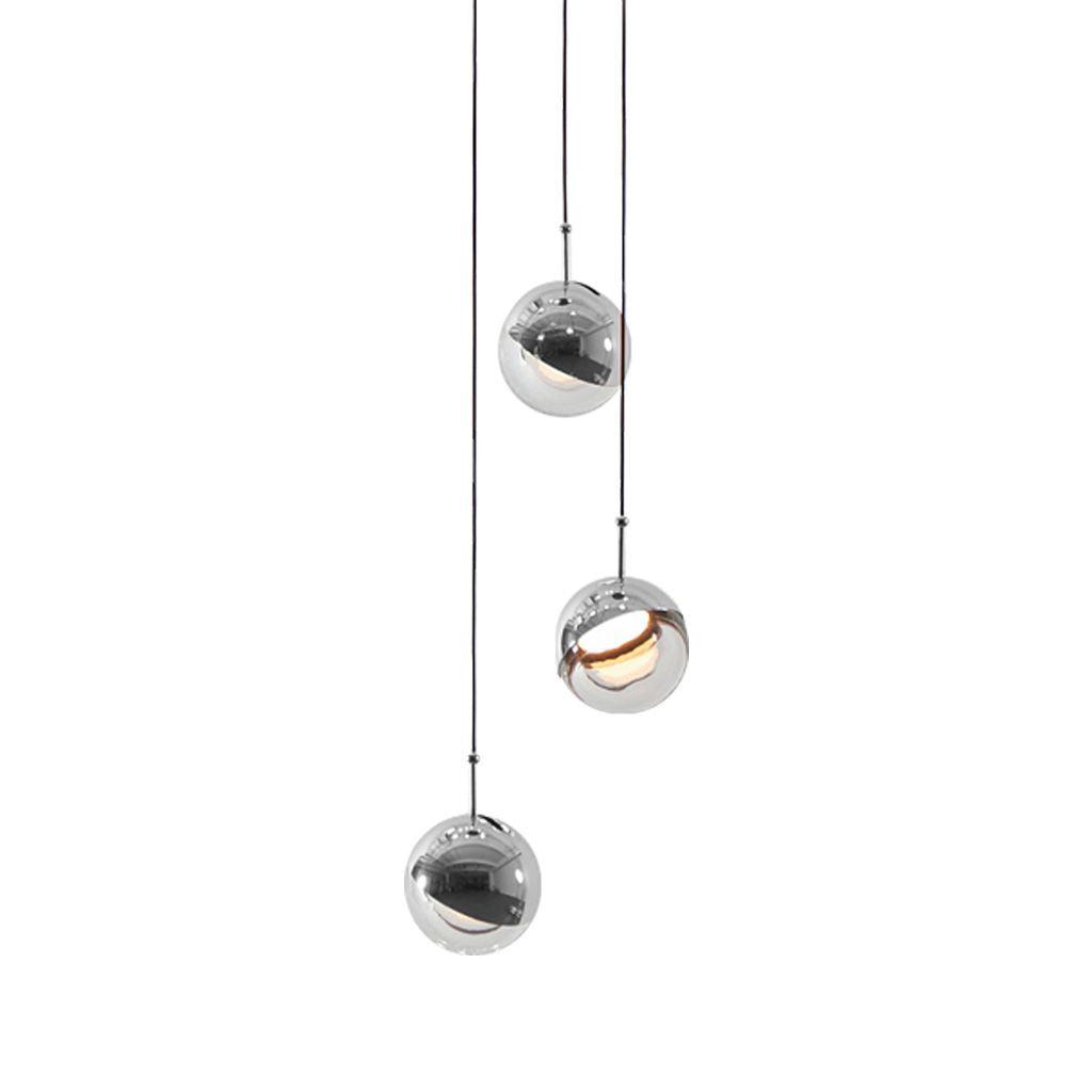 Zaneth Pendelleuchte Stahl Glas Multi Drop Kugel Minimalistisch für Treppenhaus