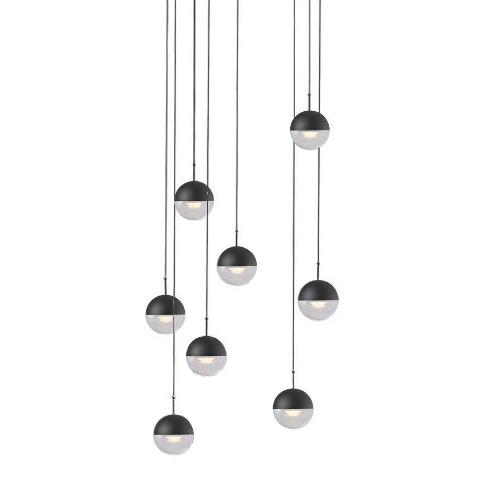 Zaneth Pendelleuchte Stahl Glas Multi Drop Kugel Minimalistisch für Treppenhaus