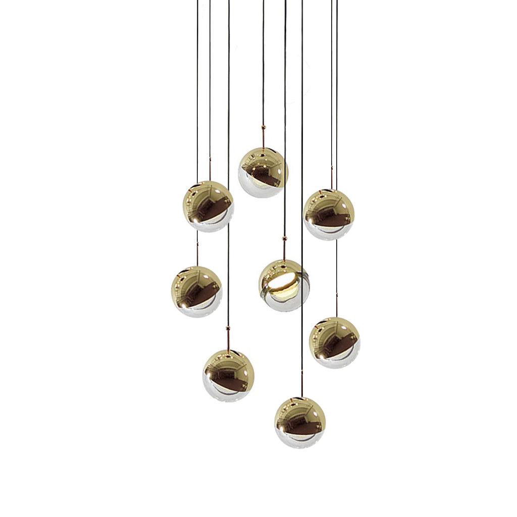 Zaneth Pendelleuchte Stahl Glas Multi Drop Kugel Minimalistisch für Treppenhaus