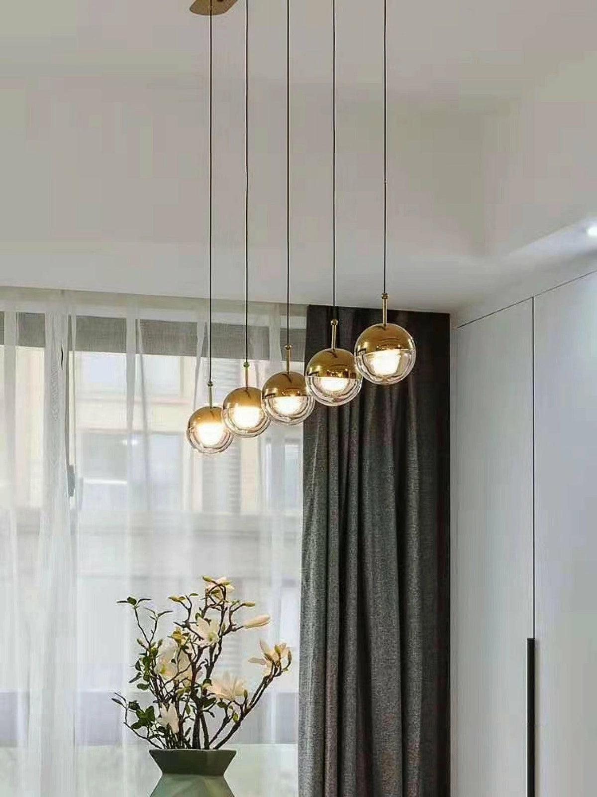 Zaneth Pendelleuchte Stahl Glas Multi Drop Kugel Minimalistisch für Treppenhaus