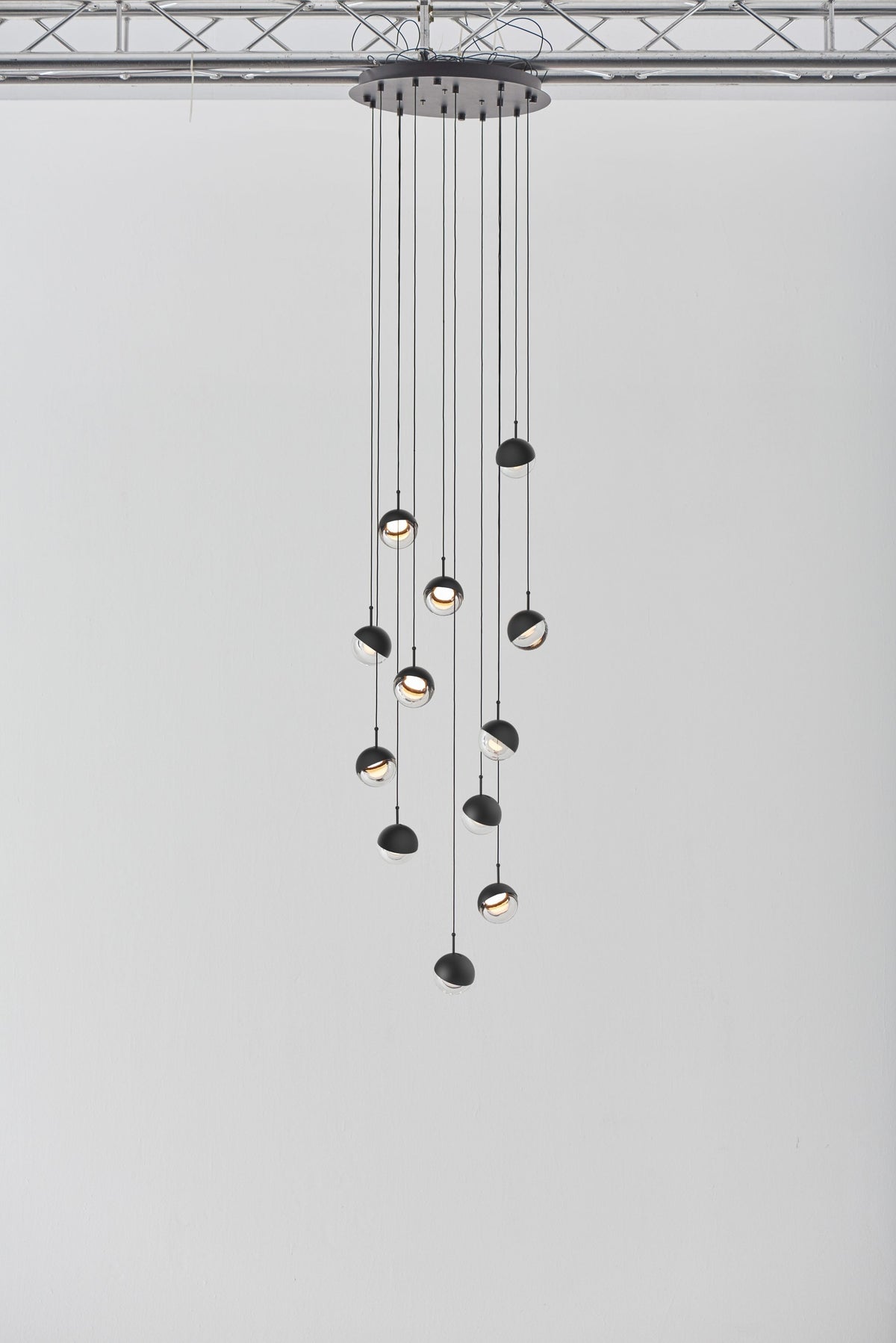 Zaneth Pendelleuchte Stahl Glas Multi Drop Kugel Minimalistisch für Treppenhaus