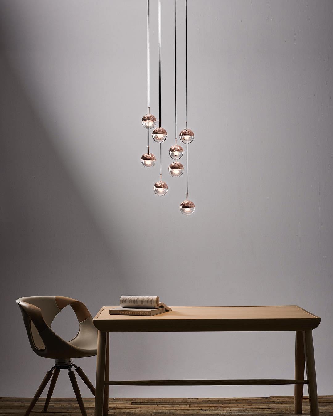 Zaneth Pendelleuchte Stahl Glas Multi Drop Kugel Minimalistisch für Treppenhaus