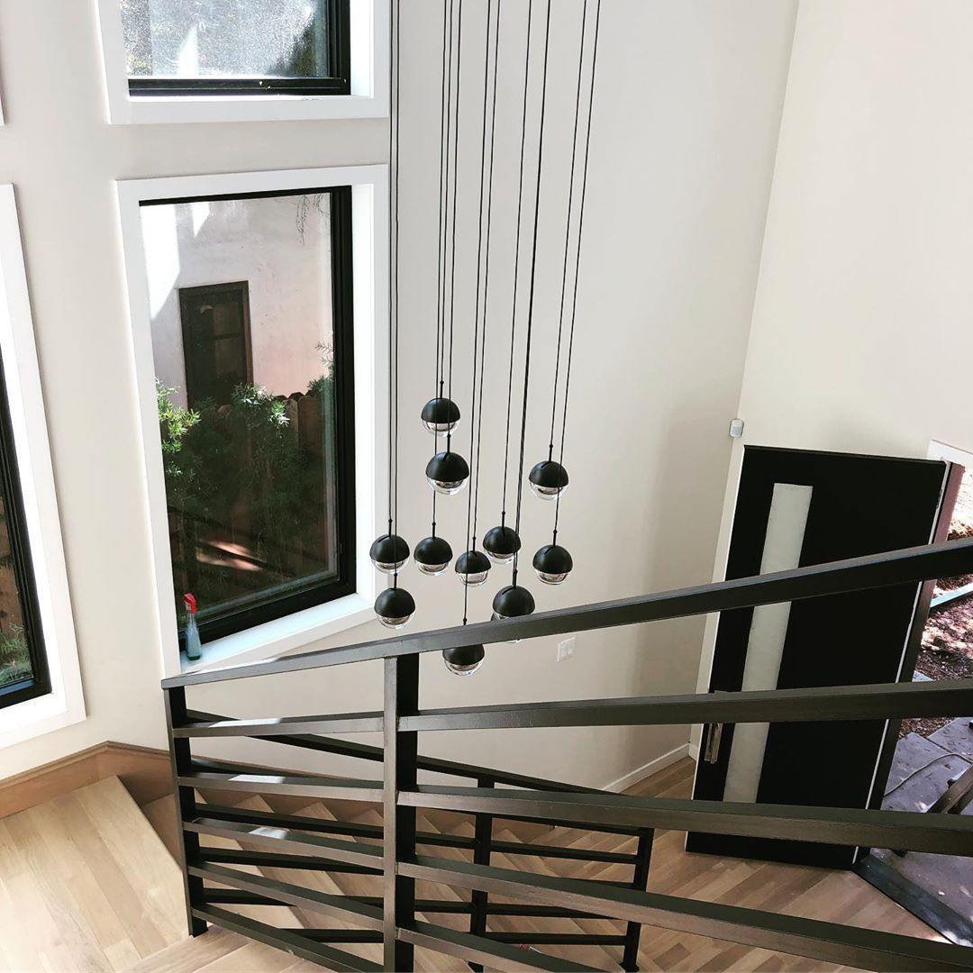 Zaneth Pendelleuchte Stahl Glas Multi Drop Kugel Minimalistisch für Treppenhaus
