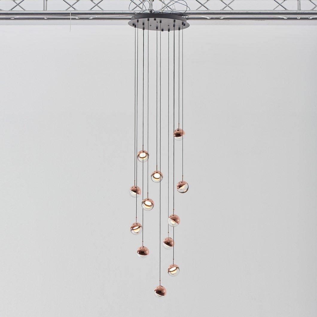 Zaneth Pendelleuchte Stahl Glas Multi Drop Kugel Minimalistisch für Treppenhaus