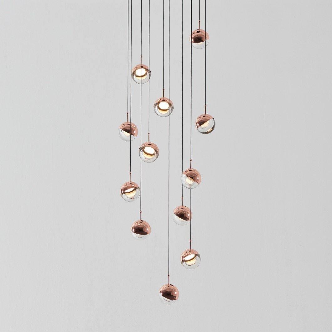 Zaneth Pendelleuchte Stahl Glas Multi Drop Kugel Minimalistisch für Treppenhaus