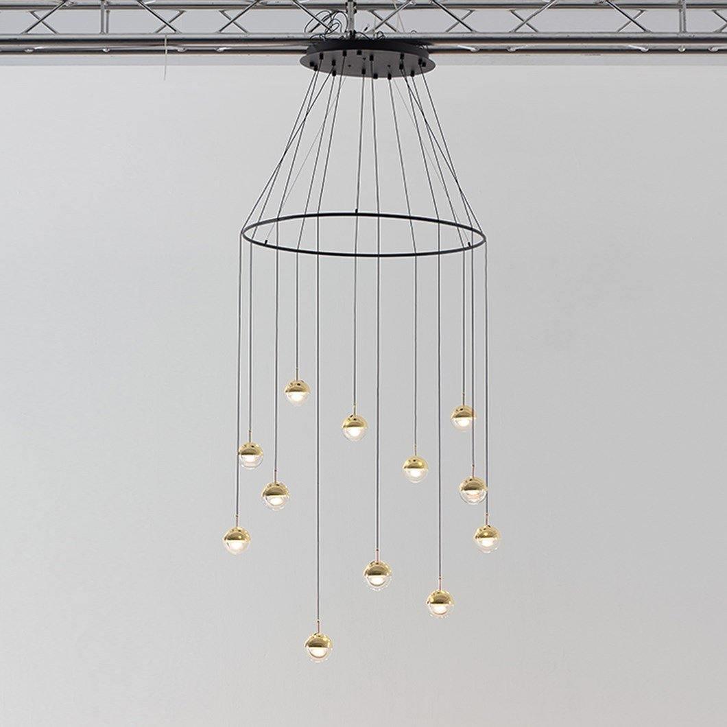 Zaneth Pendelleuchte Stahl Glas Multi Drop Kugel Minimalistisch für Treppenhaus