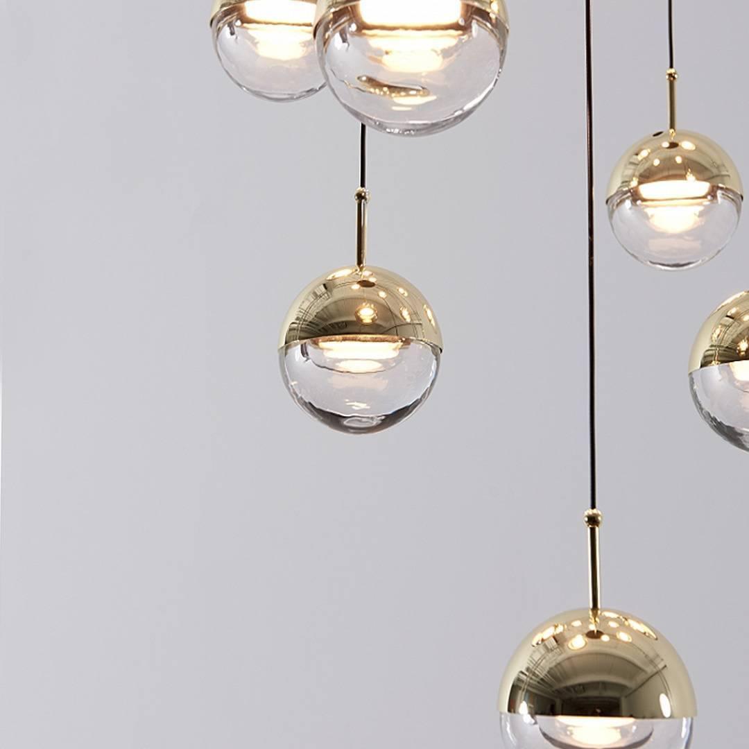 Zaneth Pendelleuchte Stahl Glas Multi Drop Kugel Minimalistisch für Treppenhaus