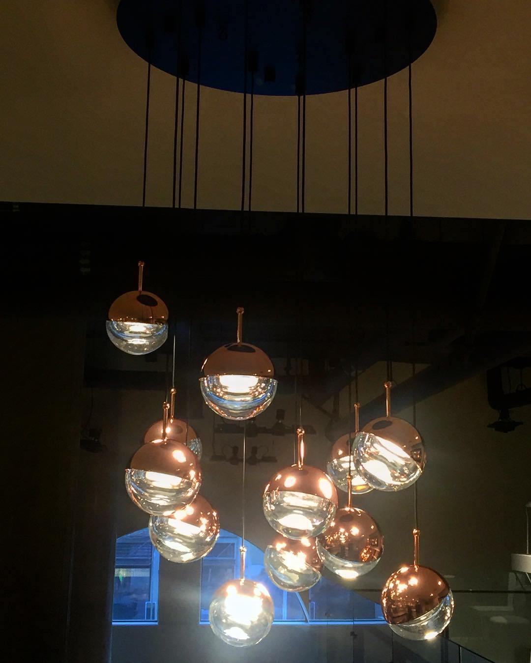 Zaneth Pendelleuchte Stahl Glas Multi Drop Kugel Minimalistisch für Treppenhaus