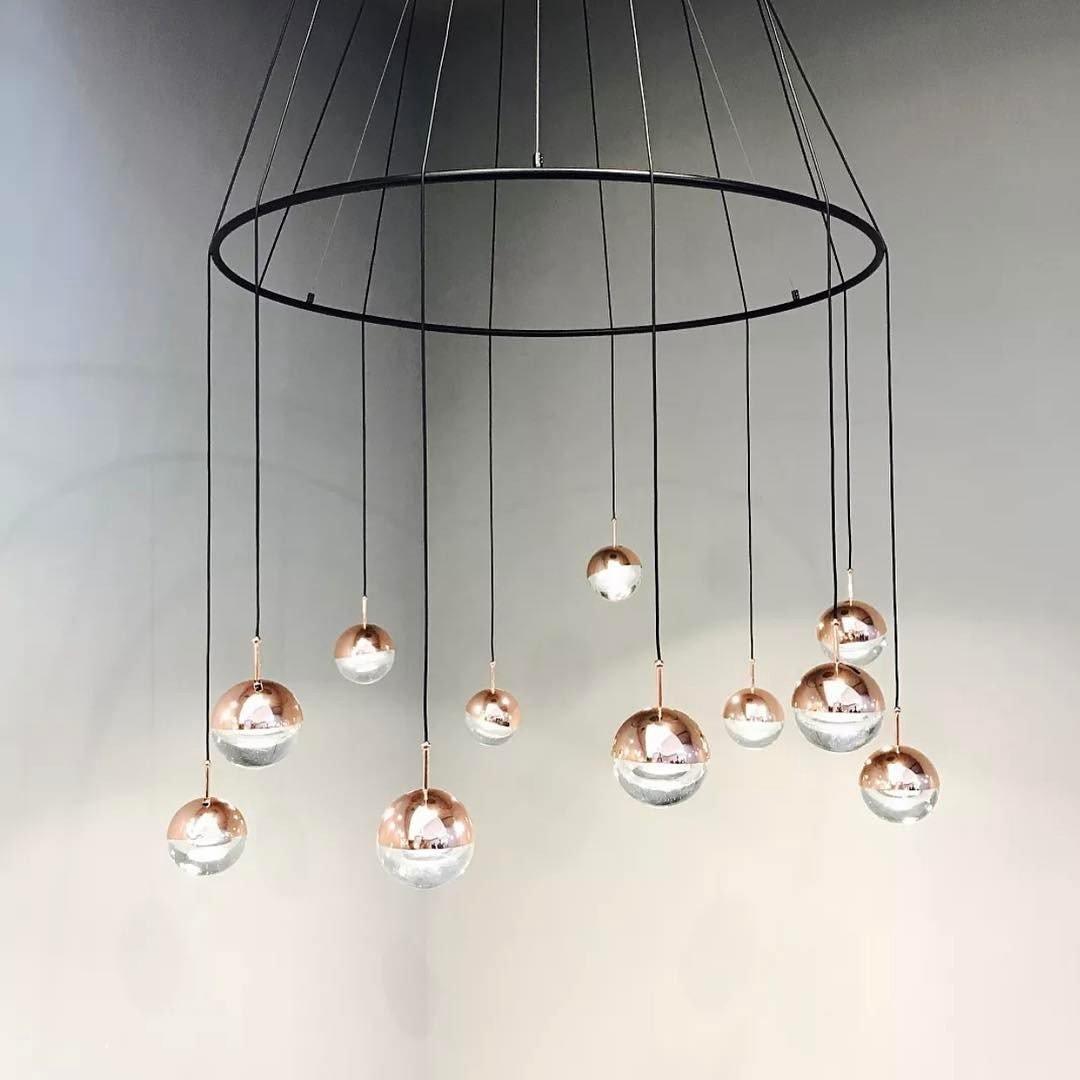 Zaneth Pendelleuchte Stahl Glas Multi Drop Kugel Minimalistisch für Treppenhaus