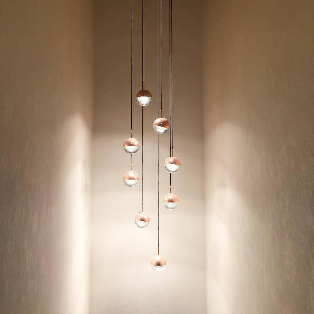 Zaneth Pendelleuchte Stahl Glas Multi Drop Kugel Minimalistisch für Treppenhaus