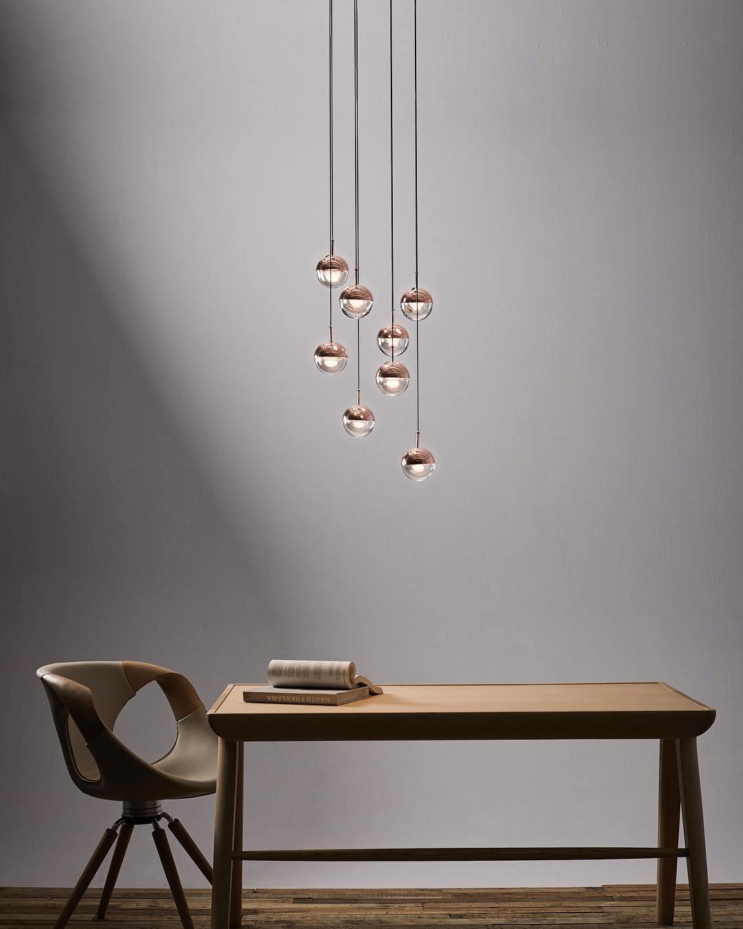 Zaneth Pendelleuchte Stahl Glas Multi Drop Kugel Minimalistisch für Treppenhaus