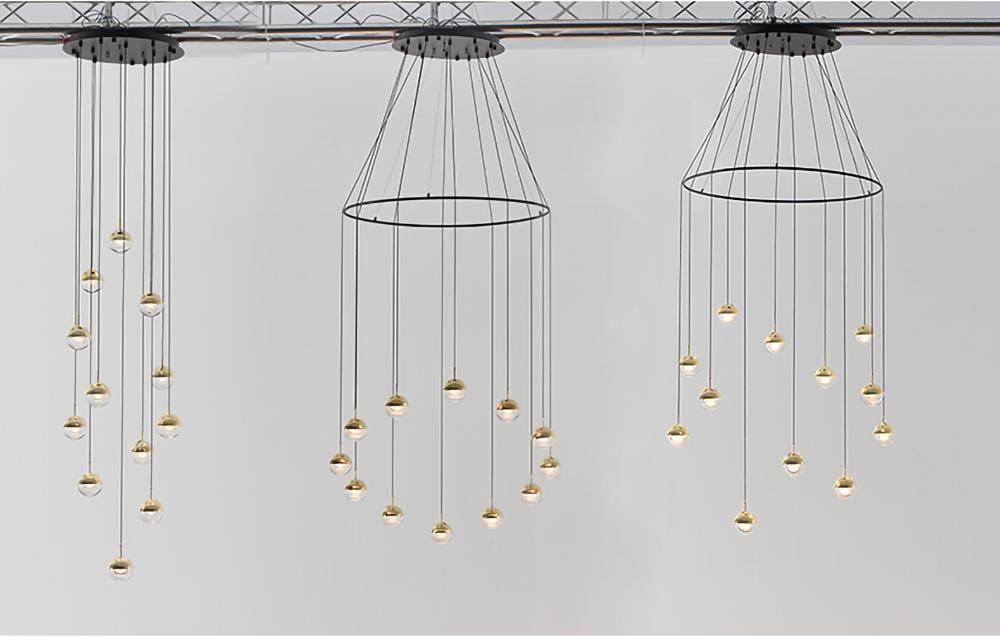 Zaneth Pendelleuchte Stahl Glas Multi Drop Kugel Minimalistisch für Treppenhaus