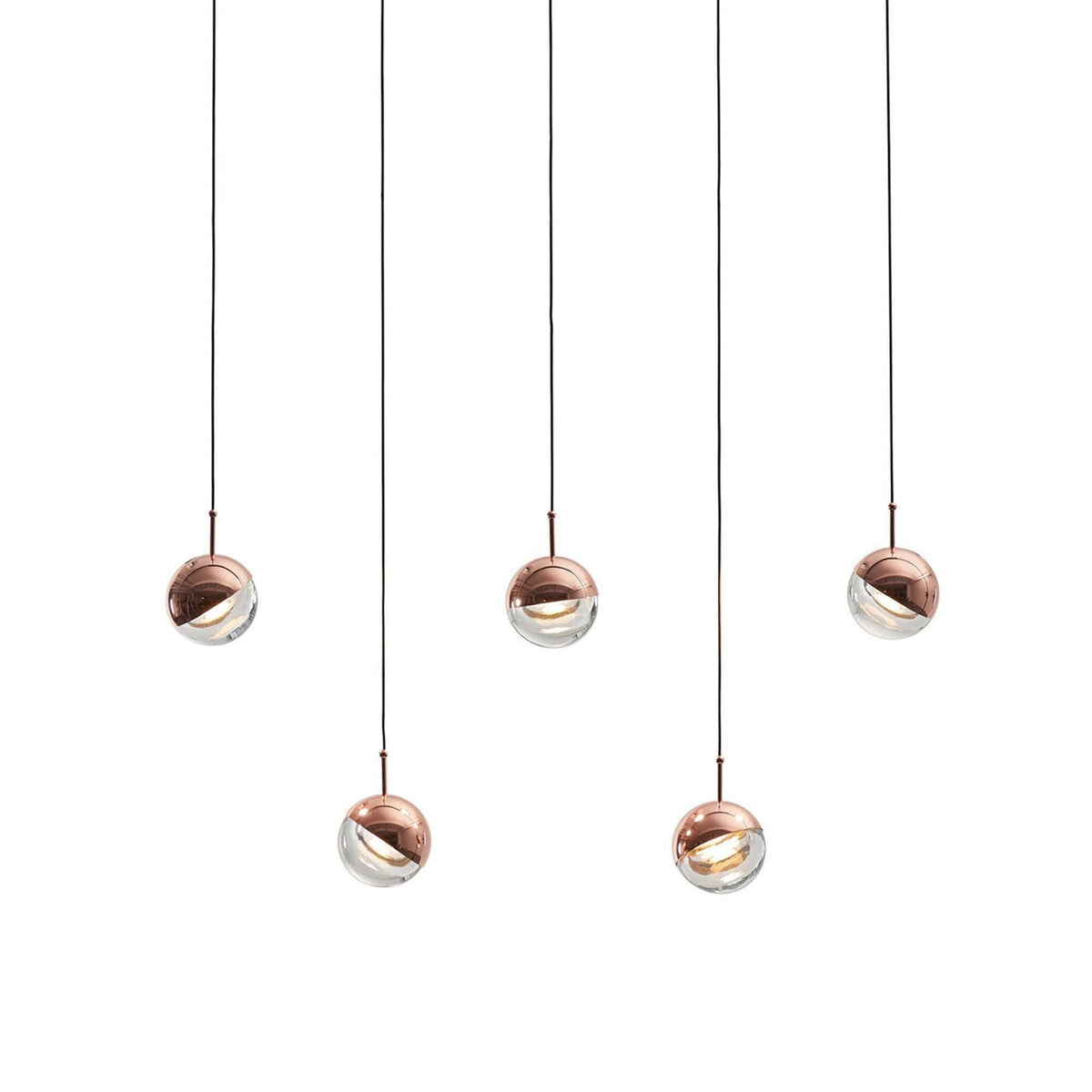 Zaneth Pendelleuchte Stahl Glas Multi Drop Kugel Minimalistisch für Treppenhaus