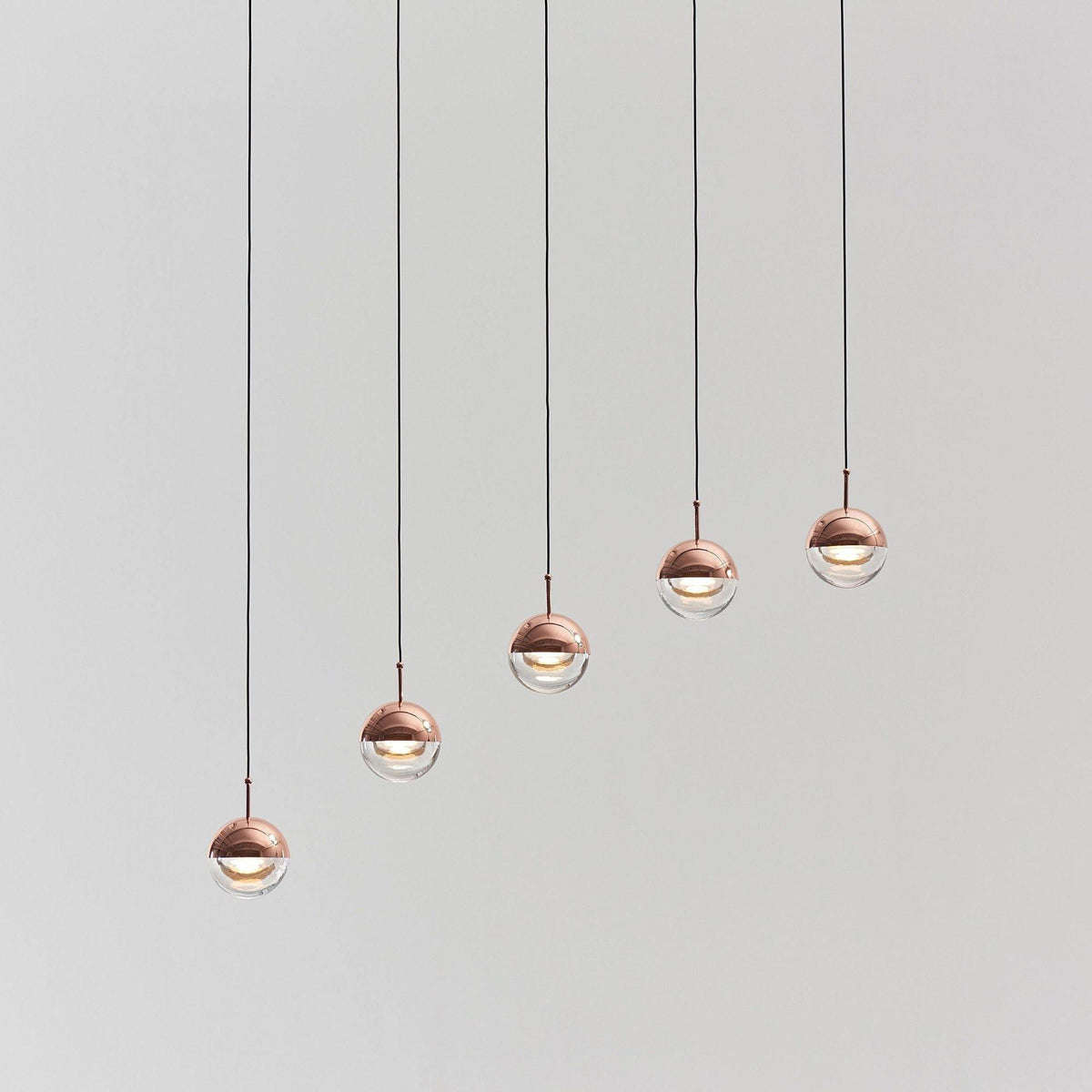 Zaneth Pendelleuchte Stahl Glas Multi Drop Kugel Minimalistisch für Treppenhaus