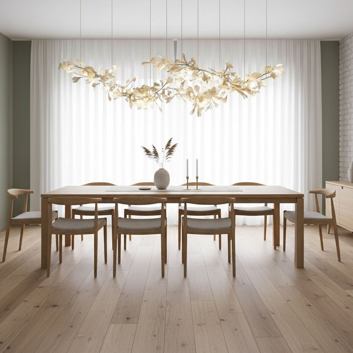 Double-Layer Ginkgo Keramik Kronleuchter