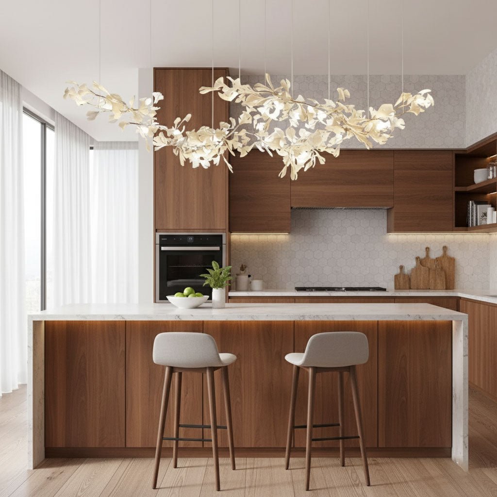 Double-Layer Ginkgo Keramik Kronleuchter
