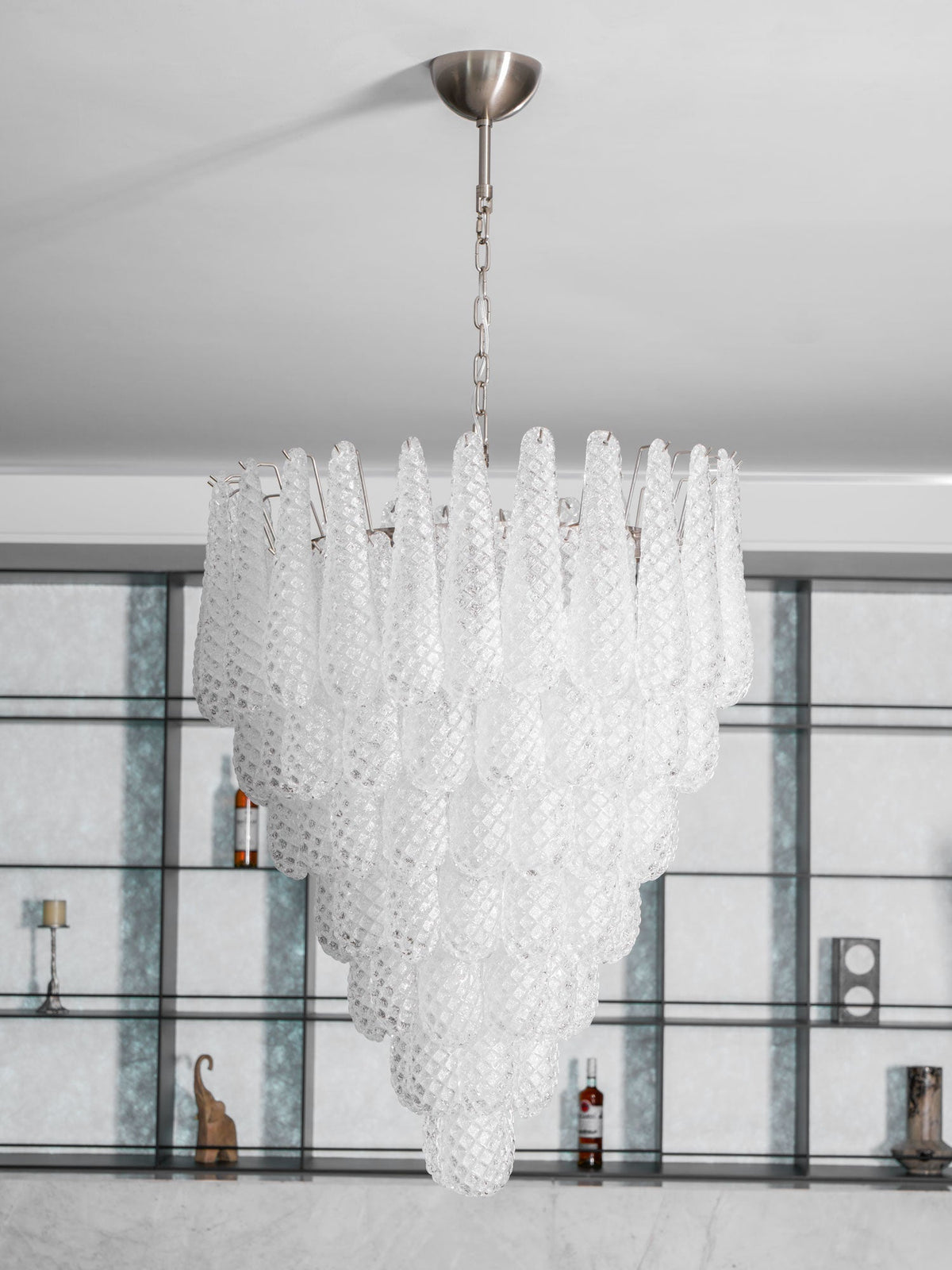 Lioralella Kronleuchter Klar Tränen Murano-Glas Wasserfall Diamant