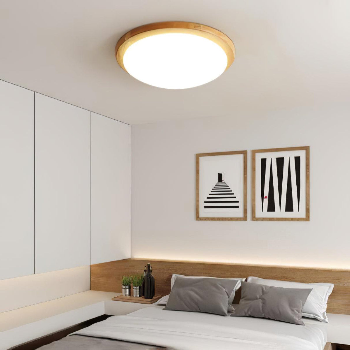 Myshae zeitgenössische minimalistische Deckenleuchte aus Holz