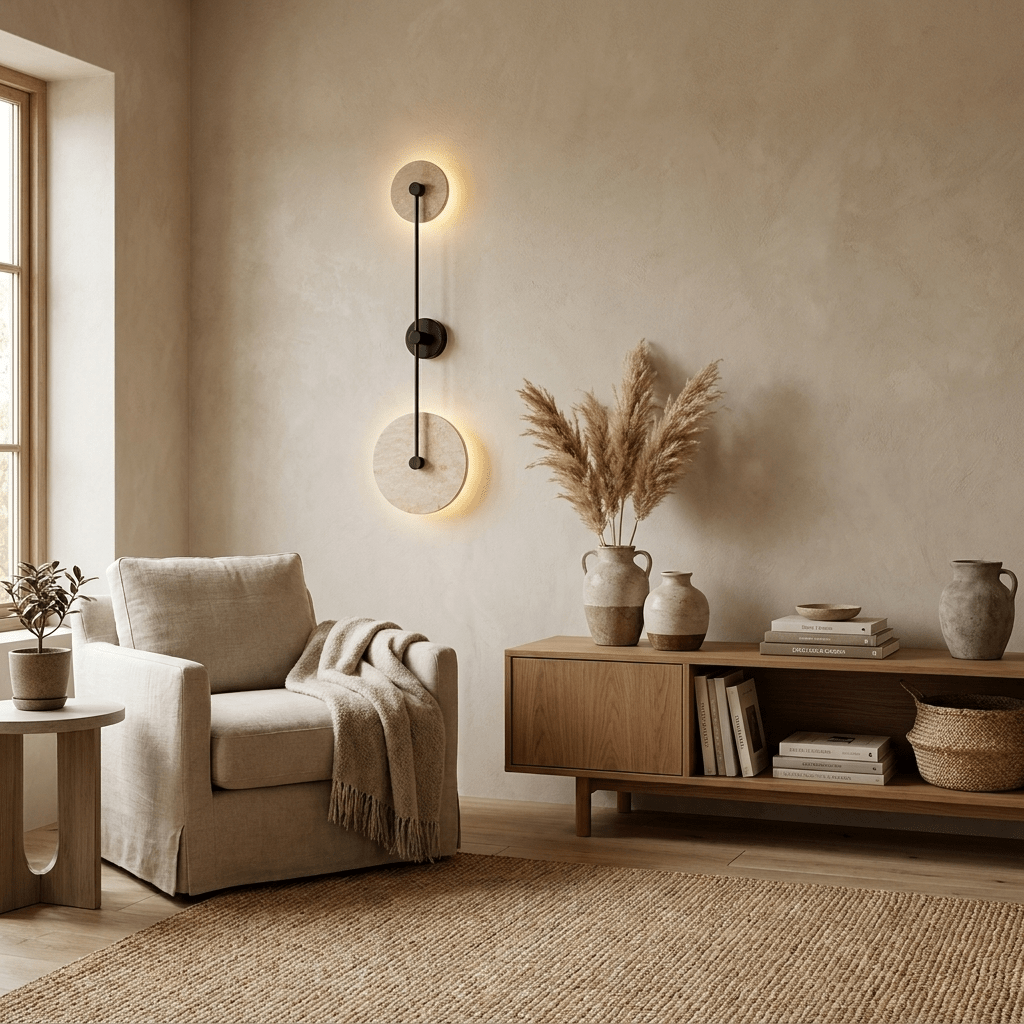 Noraline Disc Travertine Wandleuchte