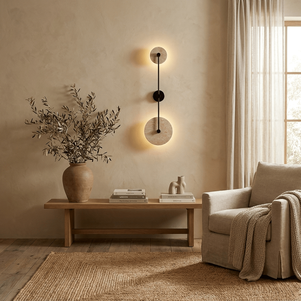 Noraline Disc Travertine Wandleuchte