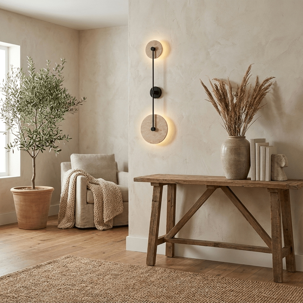 Noraline Disc Travertine Wandleuchte