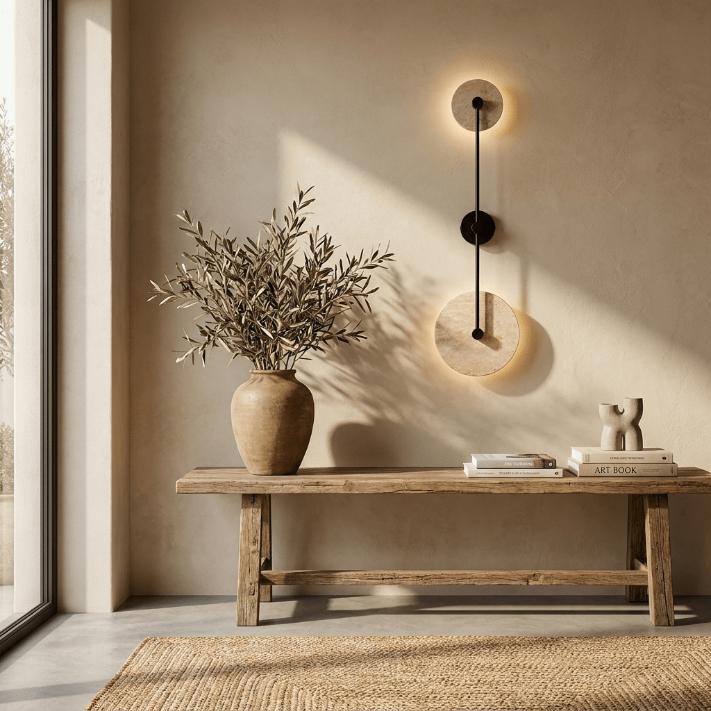 Noraline Disc Travertine Wandleuchte