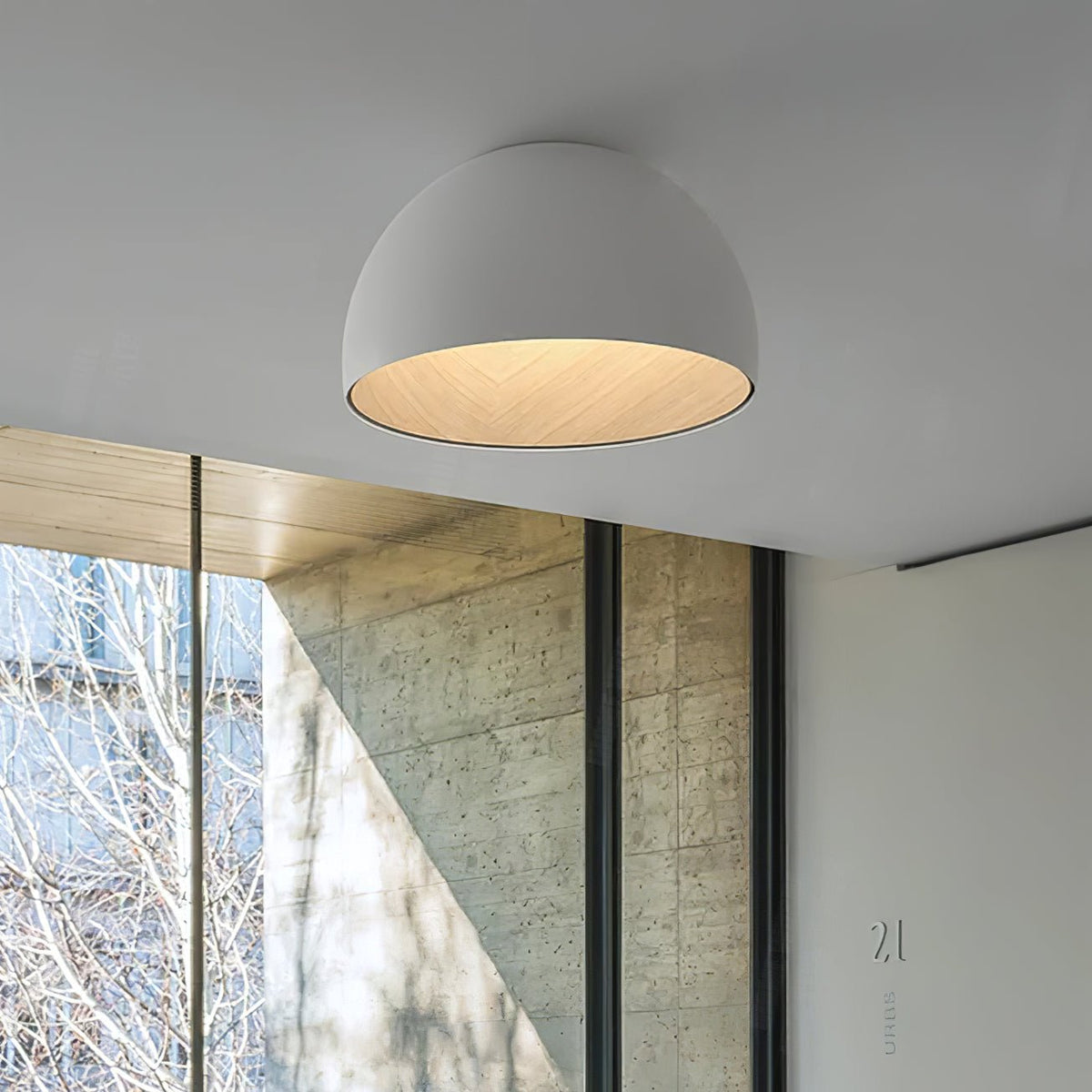 Coda Deckenleuchte Kuppel Holzmaserung Minimalistisch
