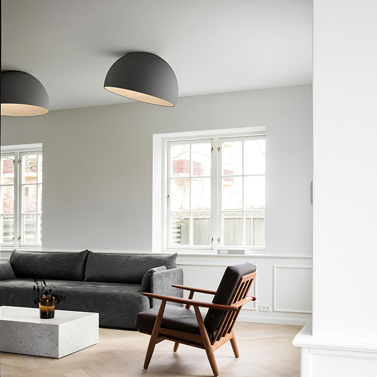 Coda Deckenleuchte Kuppel Holzmaserung Minimalistisch