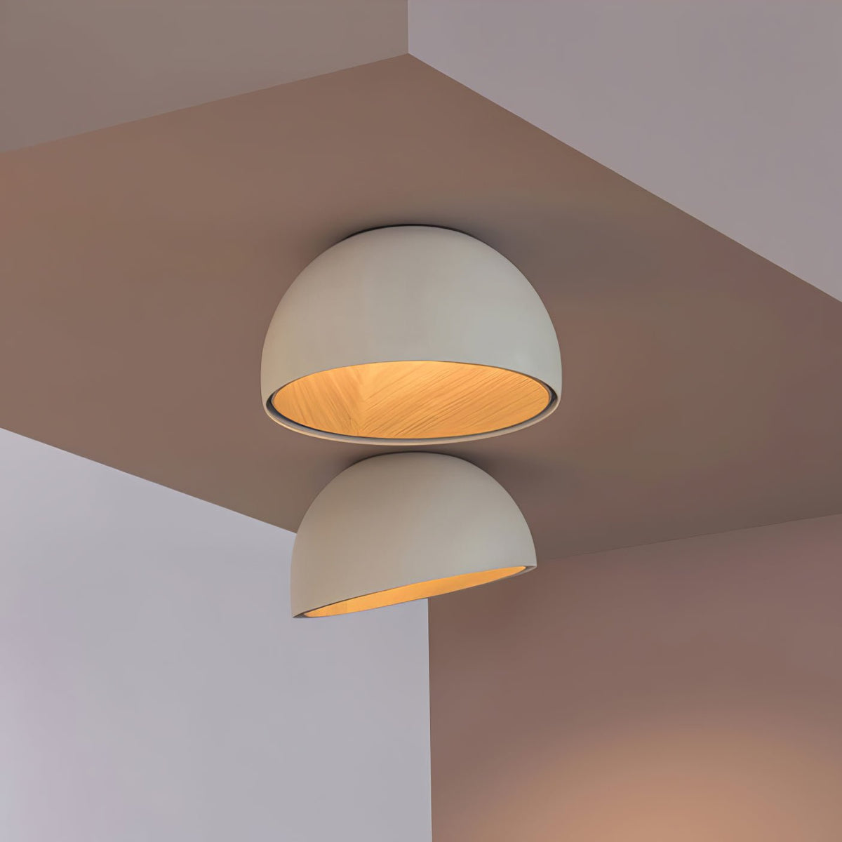 Coda Deckenleuchte Kuppel Holzmaserung Minimalistisch