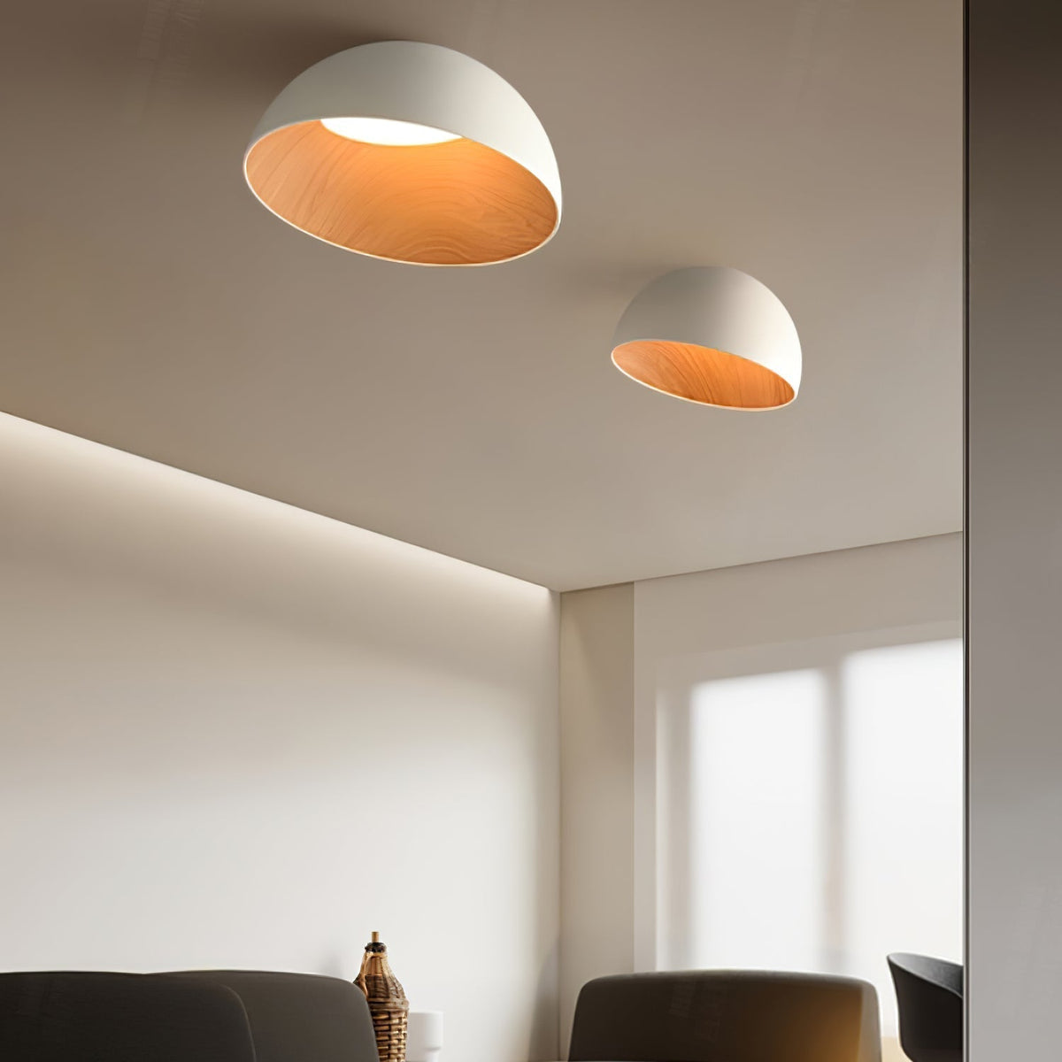 Coda Deckenleuchte Kuppel Holzmaserung Minimalistisch