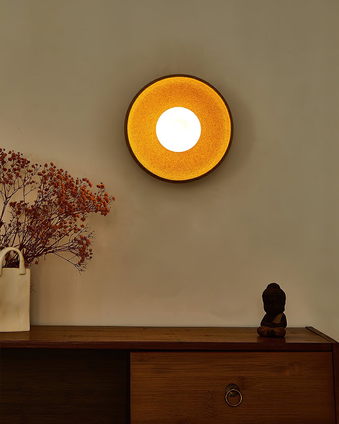 Civarir zeitgenössische minimalistische runde Keramische Wandleuchte mit Glas