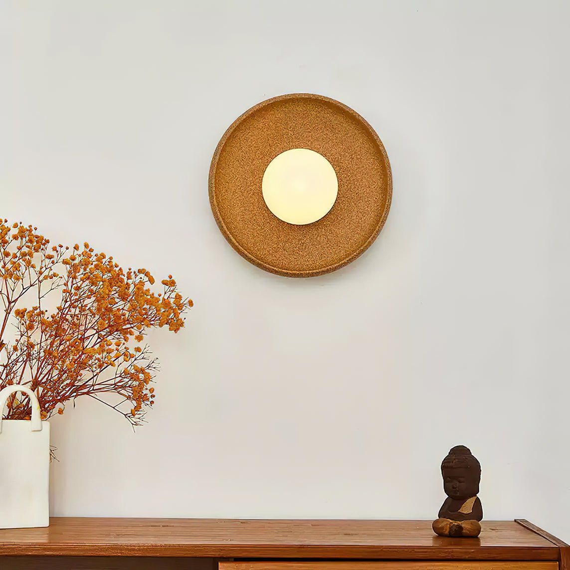 Civarir zeitgenössische minimalistische runde Keramische Wandleuchte mit Glas