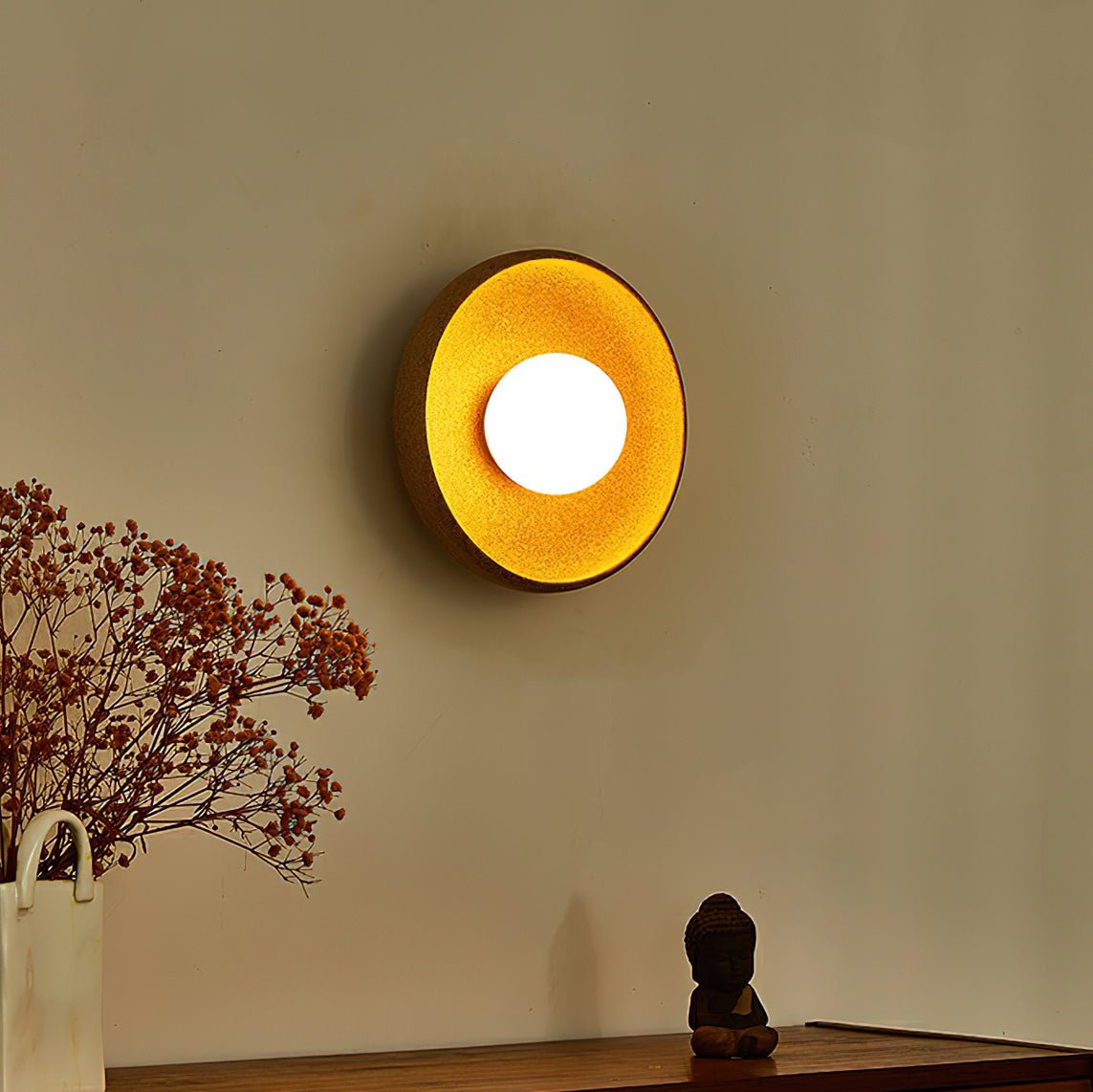 Civarir zeitgenössische minimalistische runde Keramische Wandleuchte mit Glas