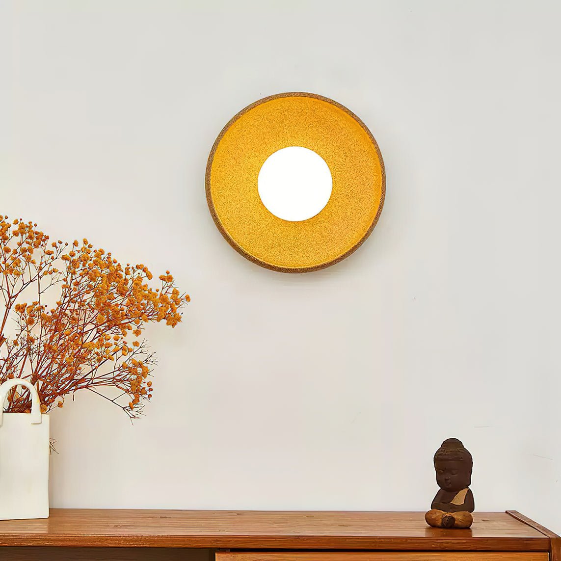Civarir zeitgenössische minimalistische runde Keramische Wandleuchte mit Glas