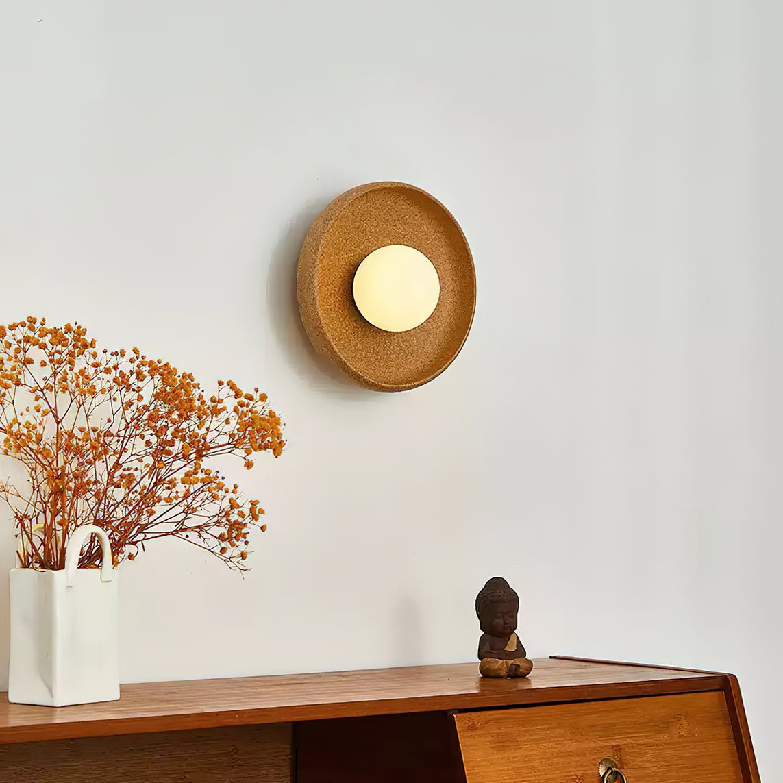 Civarir zeitgenössische minimalistische runde Keramische Wandleuchte mit Glas