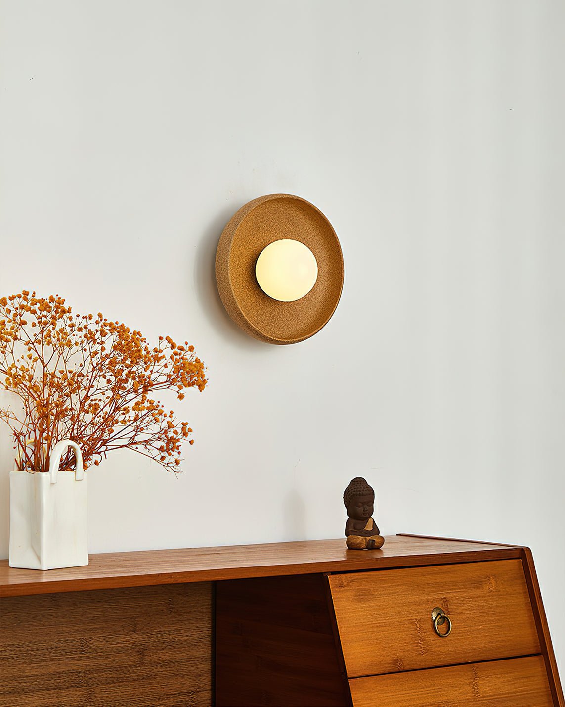 Civarir zeitgenössische minimalistische runde Keramische Wandleuchte mit Glas