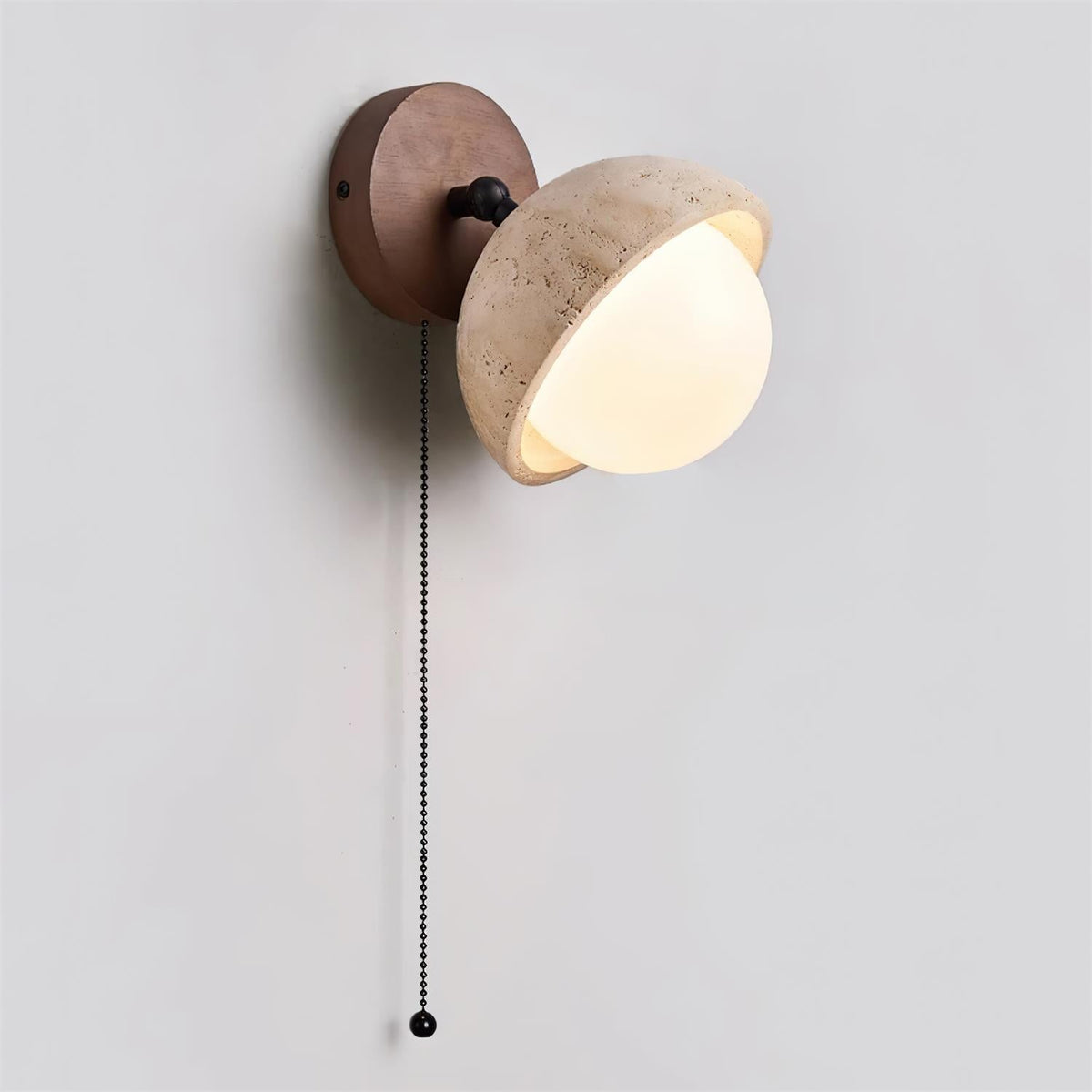 Eala Wandleuchte aus Travertin und Holz minimalistisch modern