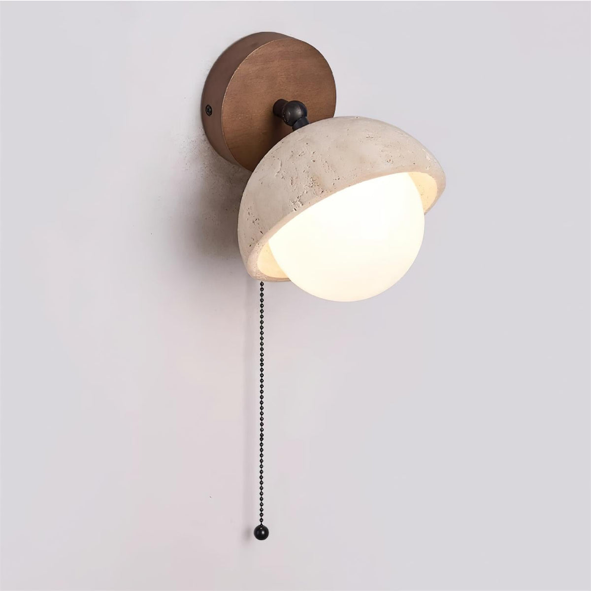 Eala Wandleuchte aus Travertin und Holz minimalistisch modern