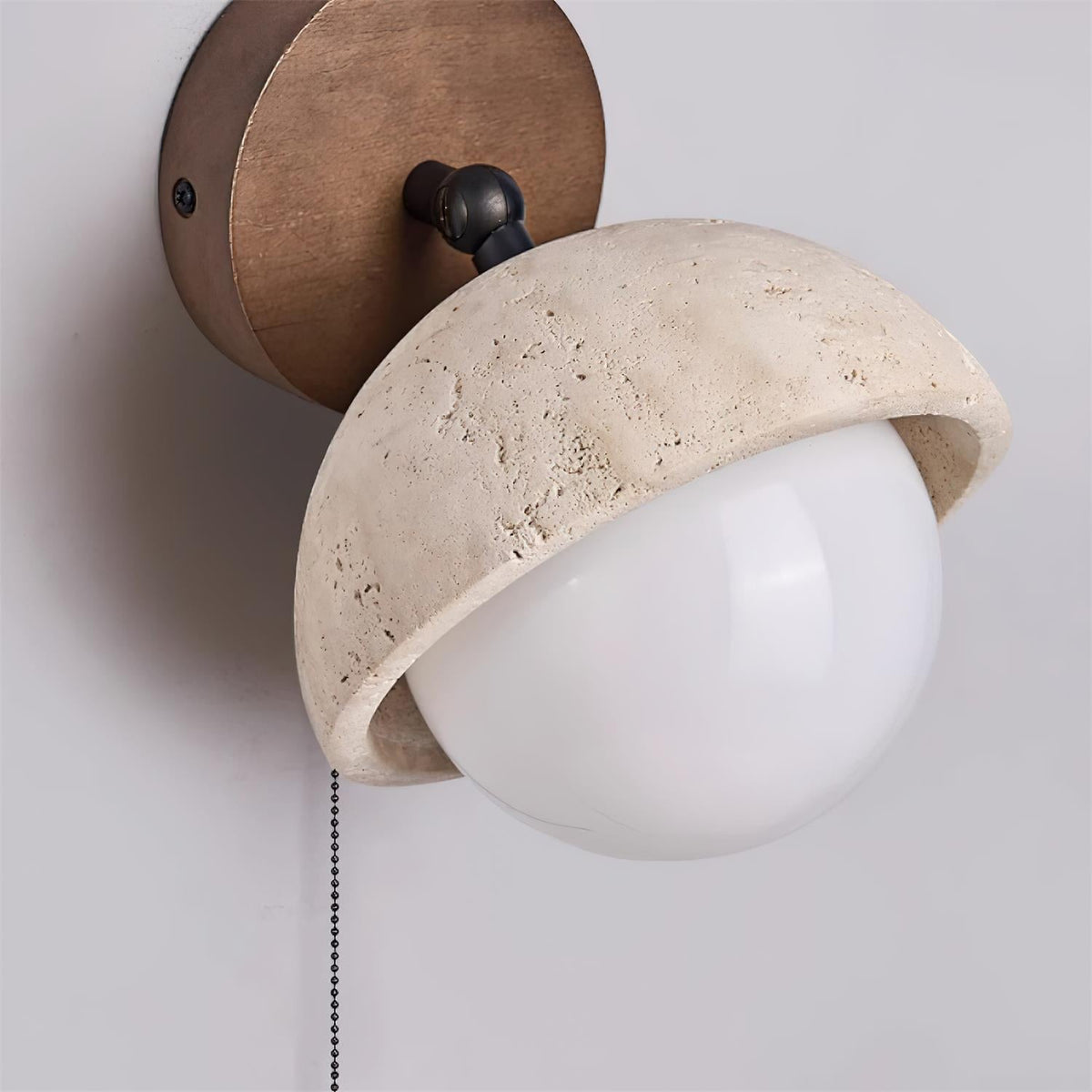 Eala Wandleuchte aus Travertin und Holz minimalistisch modern