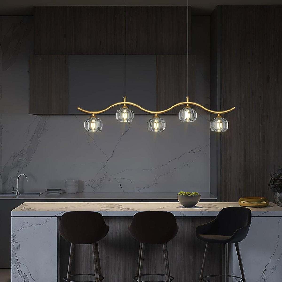Luxenora Kronleuchter aus Kupfer und Kristall geometrisch