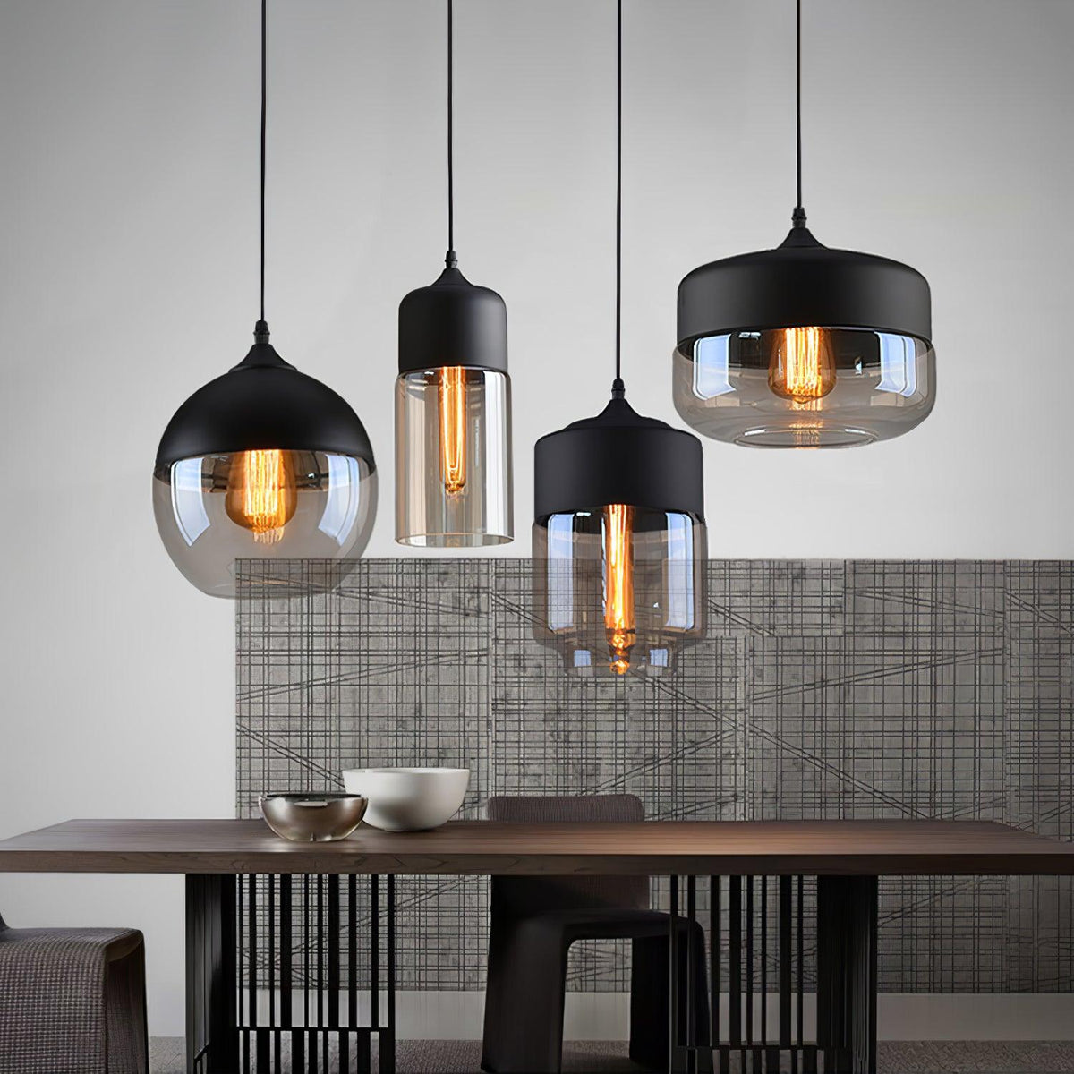 Eirinelle Industrielle Pendelleuchte aus Glas