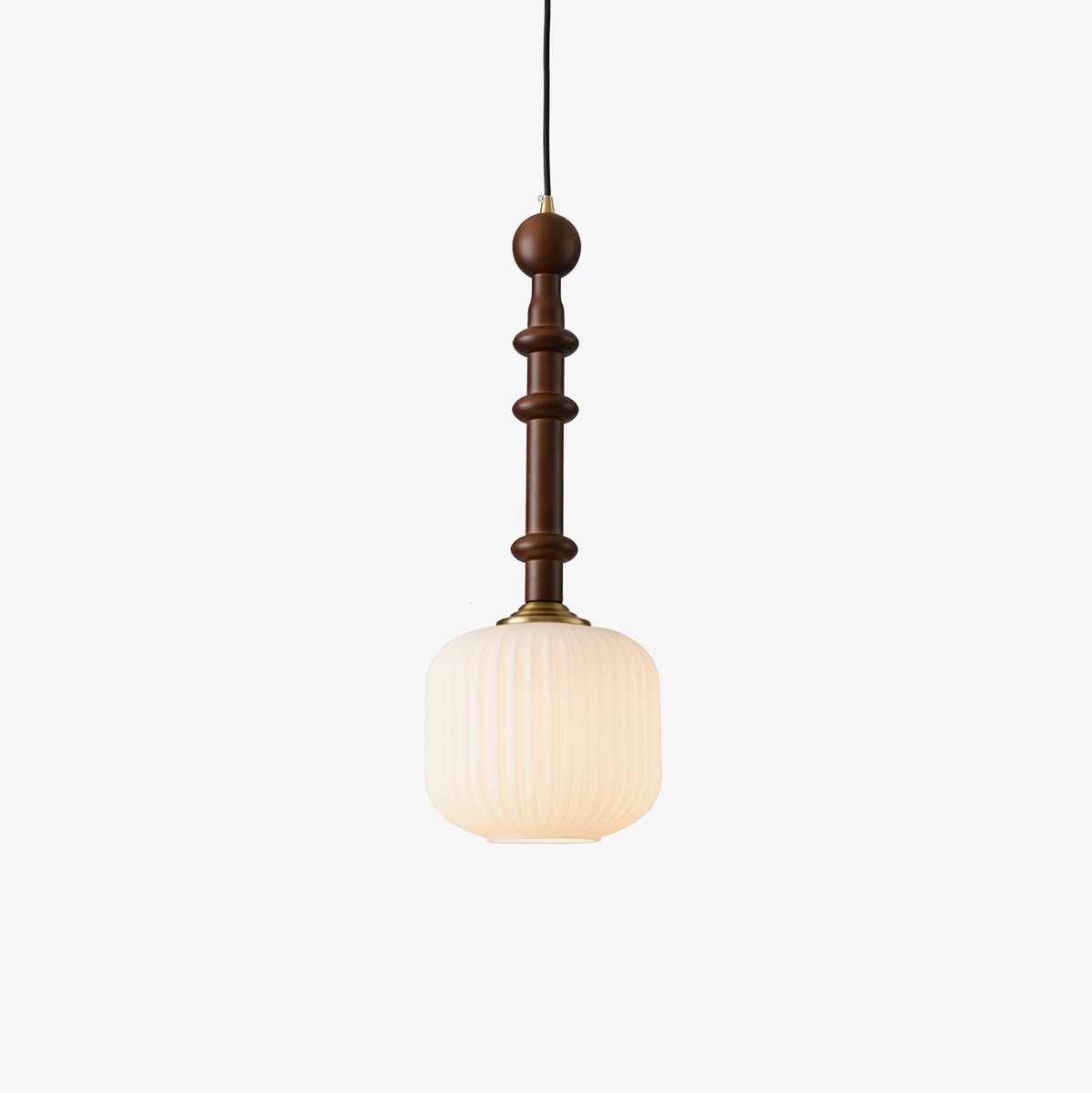 Iliror Traditionelle Pendelleuchte aus Holz und Glas