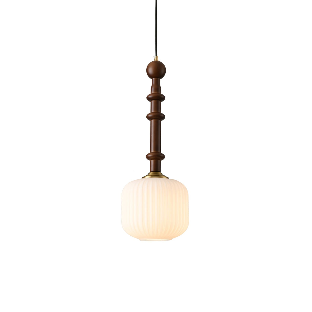 Iliror Traditionelle Pendelleuchte aus Holz und Glas
