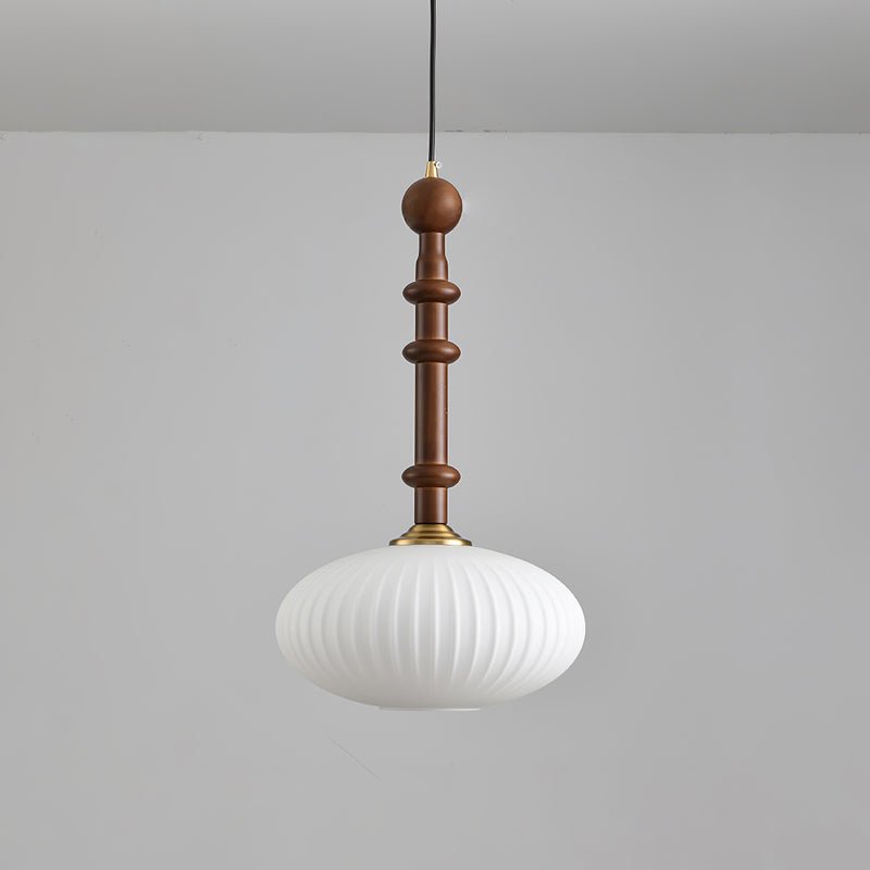 Iliror Traditionelle Pendelleuchte aus Holz und Glas
