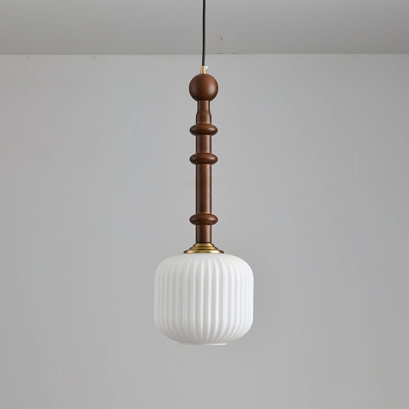 Iliror Traditionelle Pendelleuchte aus Holz und Glas