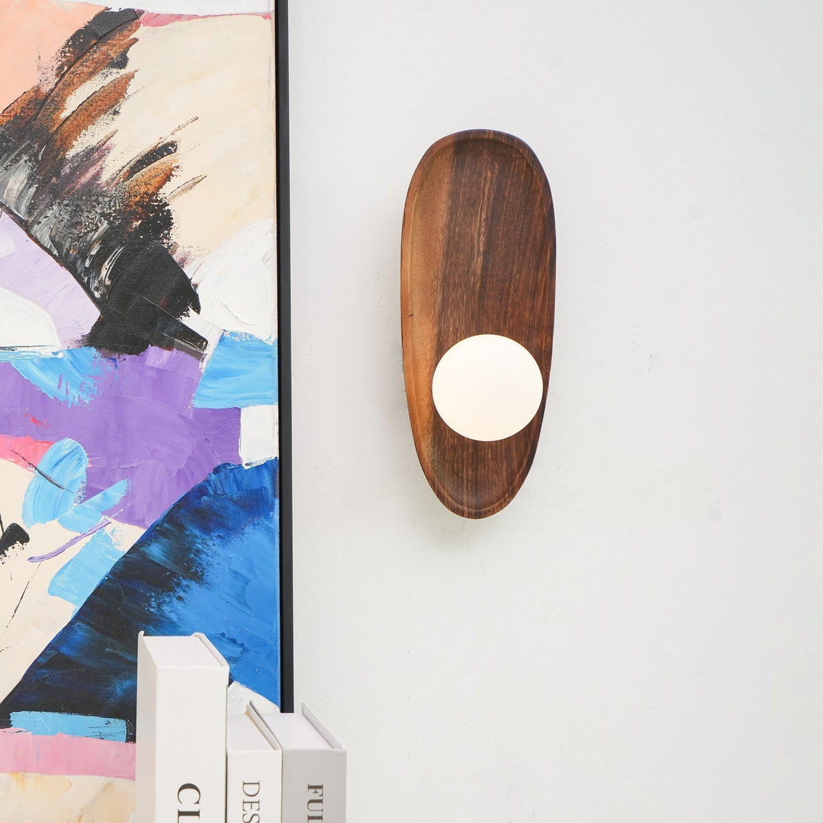 Sylaise zeitgenössische minimalistische Wandleuchte aus Holz und Glas